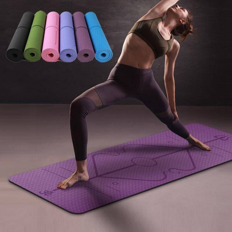 Non Slip Yoga Mat with Position Lines